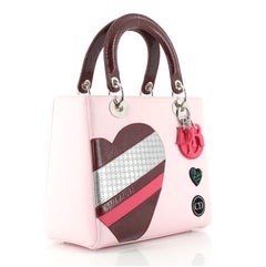 Christian Dior Valentine's Day Heart Lady Dior Bag Leather with Textured Patent