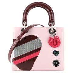 Christian Dior Valentine's Day Heart Lady Dior Bag Leather with Textured Patent