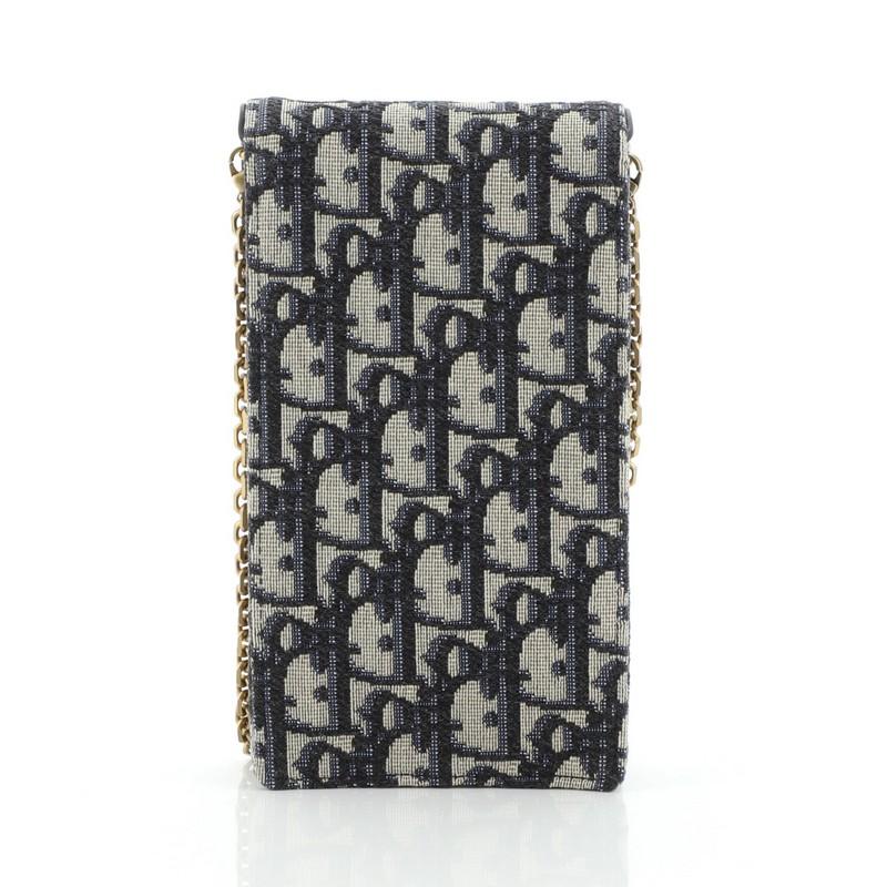 Christian Dior Vertikale Satteltasche Kette Oblique Canvas (Schwarz)