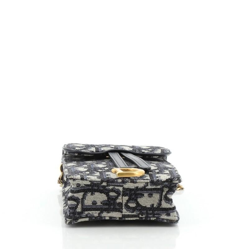 Christian Dior Vertikale Satteltasche Kette Oblique Canvas im Zustand „Gut“ in NY, NY