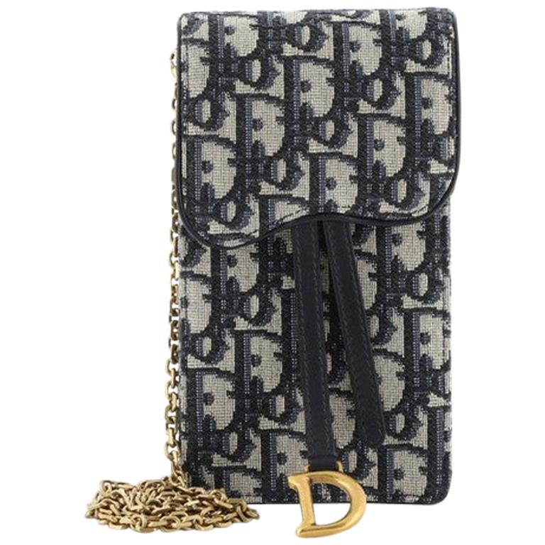 Christian Dior Vertical Saddle Chain Pouch Oblique Canvas at 1stDibs
