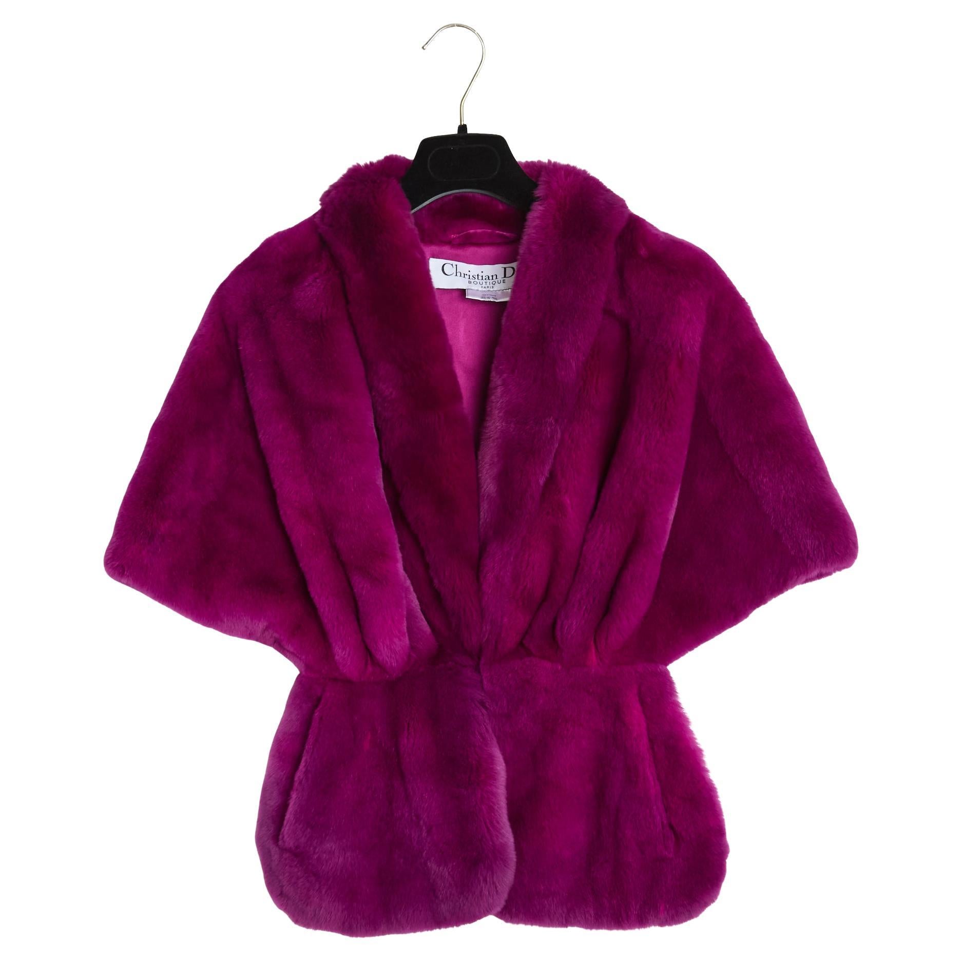 Christian Dior Veste Cape TU Fuchsia beauty Jacket Cape OS For Sale