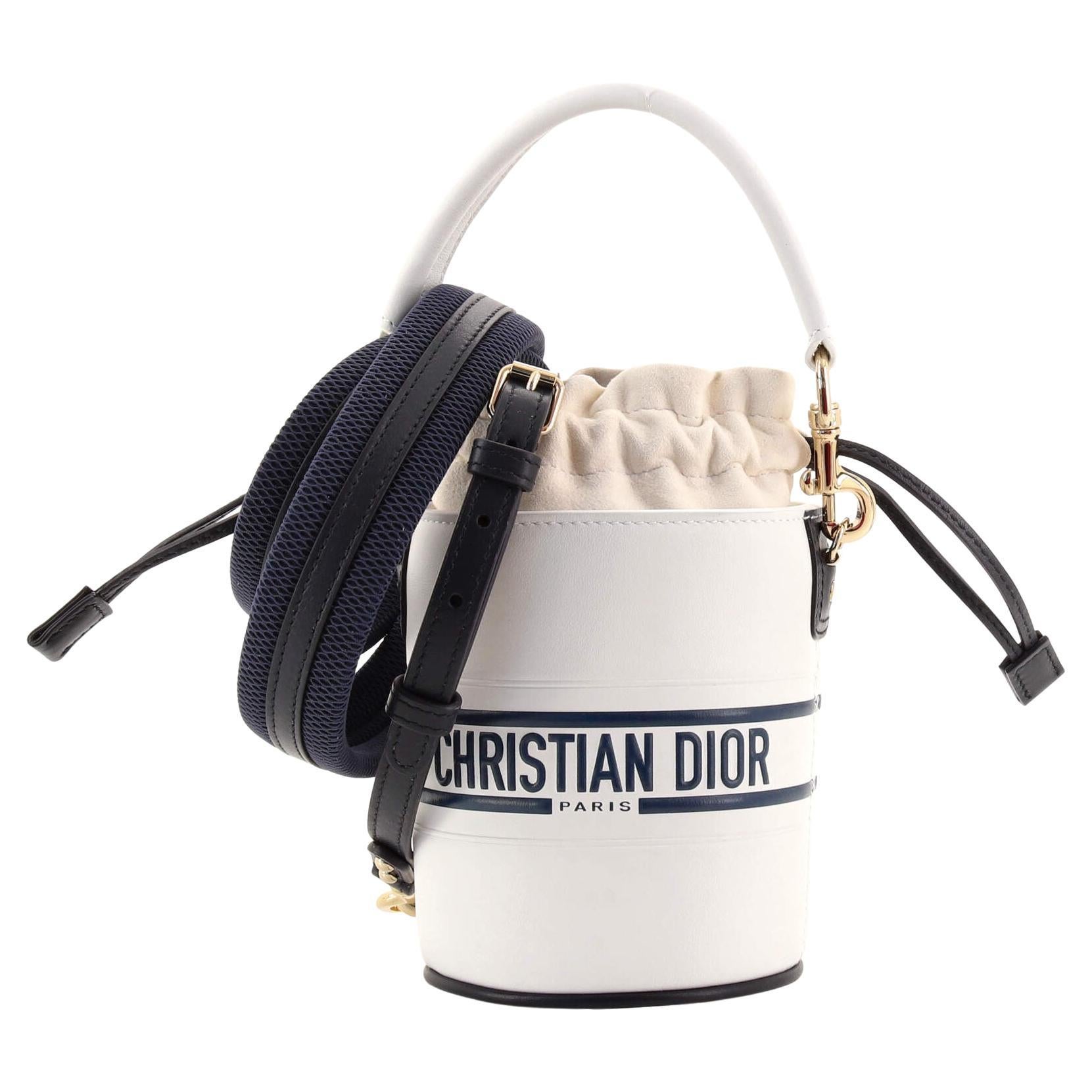Christian Dior Vibe Drawstring Bucket Bag Leather Small