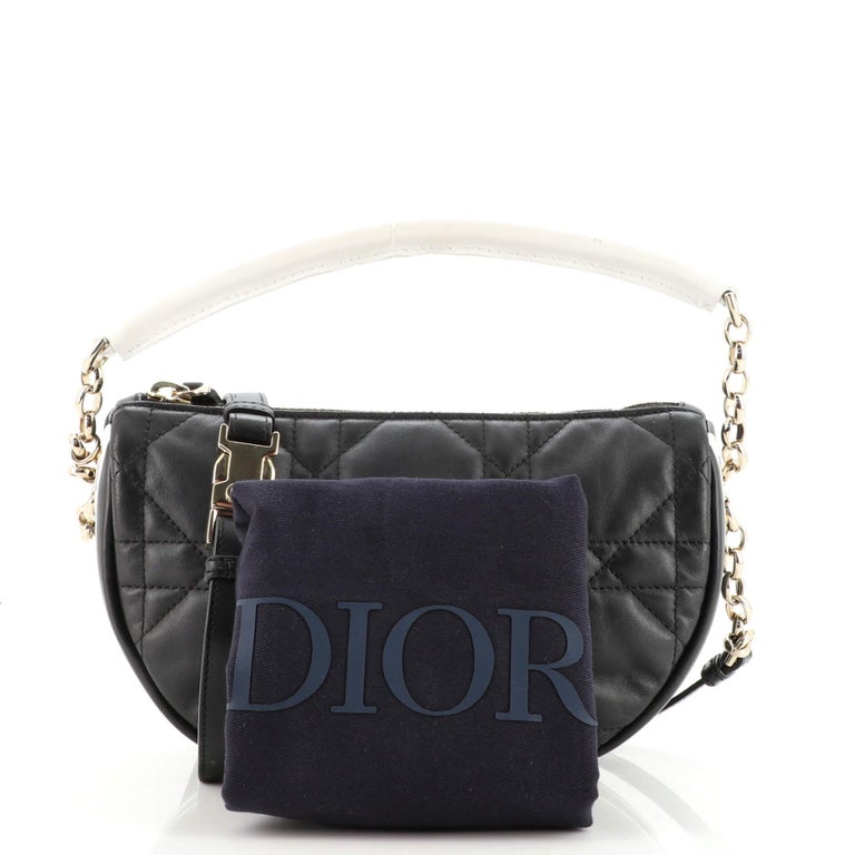 Christian Dior Blue/White Cannage Quilted Leather Small Vibe Shoulder Bag