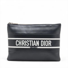 Christian Dior Vibe Leather Clutch Bag Navy Blue