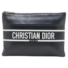 Christian Dior Vibe Leather Clutch Bag Navy Blue