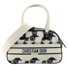 Christian Dior Vibe Zip Bowling Bag Printed Star Embossed Leather Medium