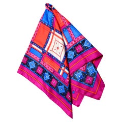 Christian Dior Vibrant Geometric Print Vintage Silk Scarf