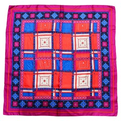 Christian Dior Vibrant Geometric Print Vintage Silk Scarf