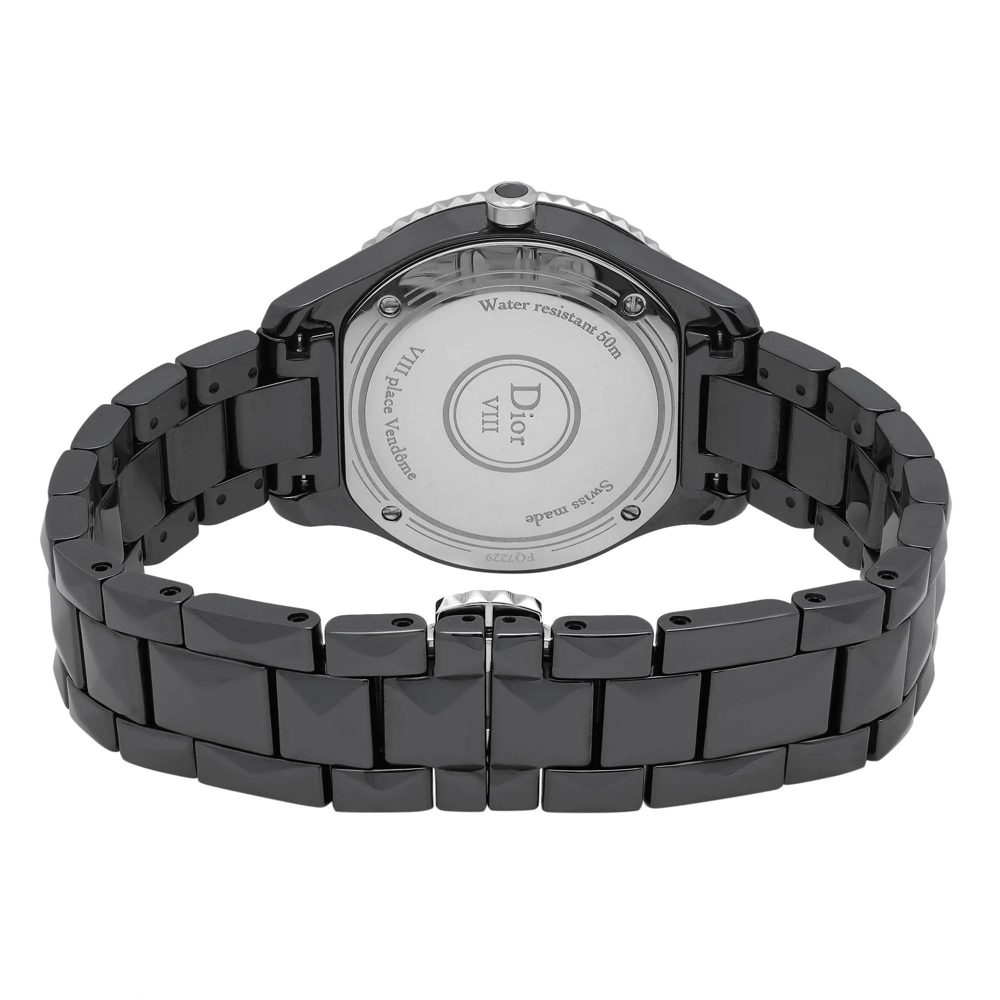 Christian Dior VIII 33mm Ceramic Diamond Black Dial Montre pour femmes CD1231E1C001 en vente 1