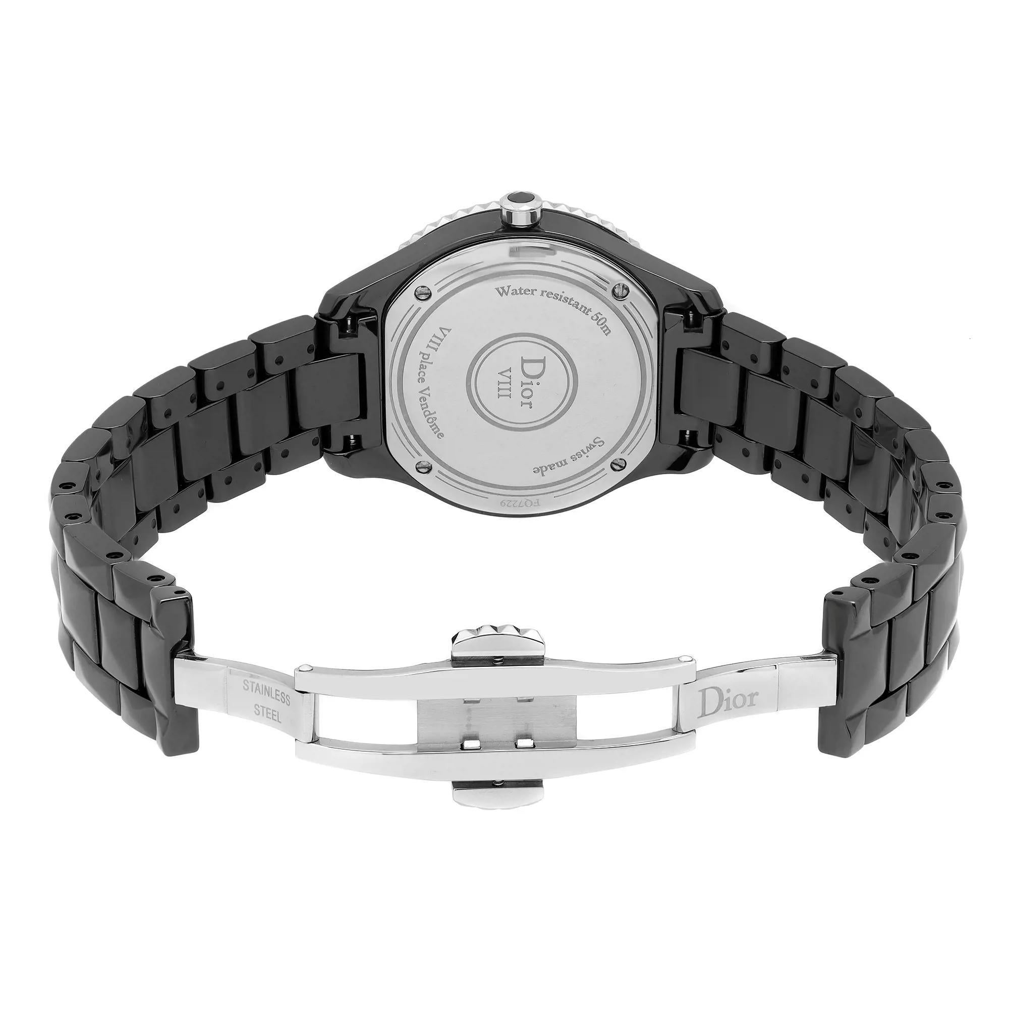 Christian Dior VIII 33mm Ceramic Diamond Black Dial Montre pour femmes CD1231E1C001 en vente 2