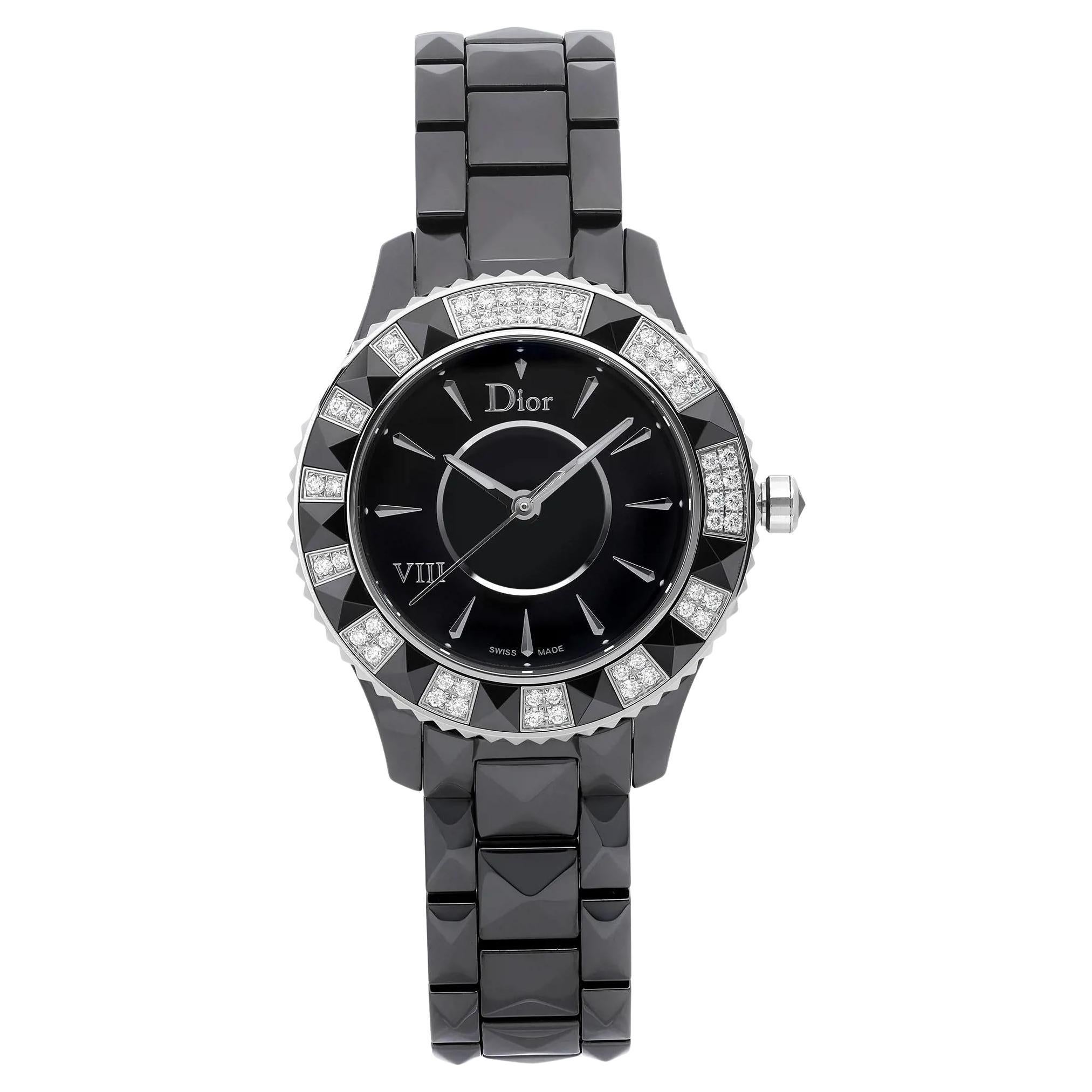 Christian Dior VIII 33mm Ceramic Diamond Black Dial Montre pour femmes CD1231E1C001