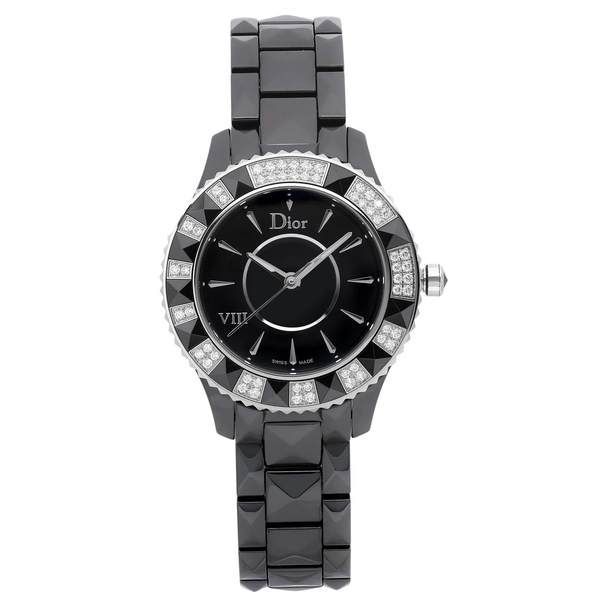 Christian Dior VIII 33mm Cerámica Diamante Esfera Negra Reloj de Señora CD1231E1C001