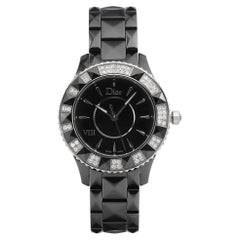 Christian Dior VIII Black Ceramic Diamond Bezel Quartz Ladies Watch CD1231E1C001