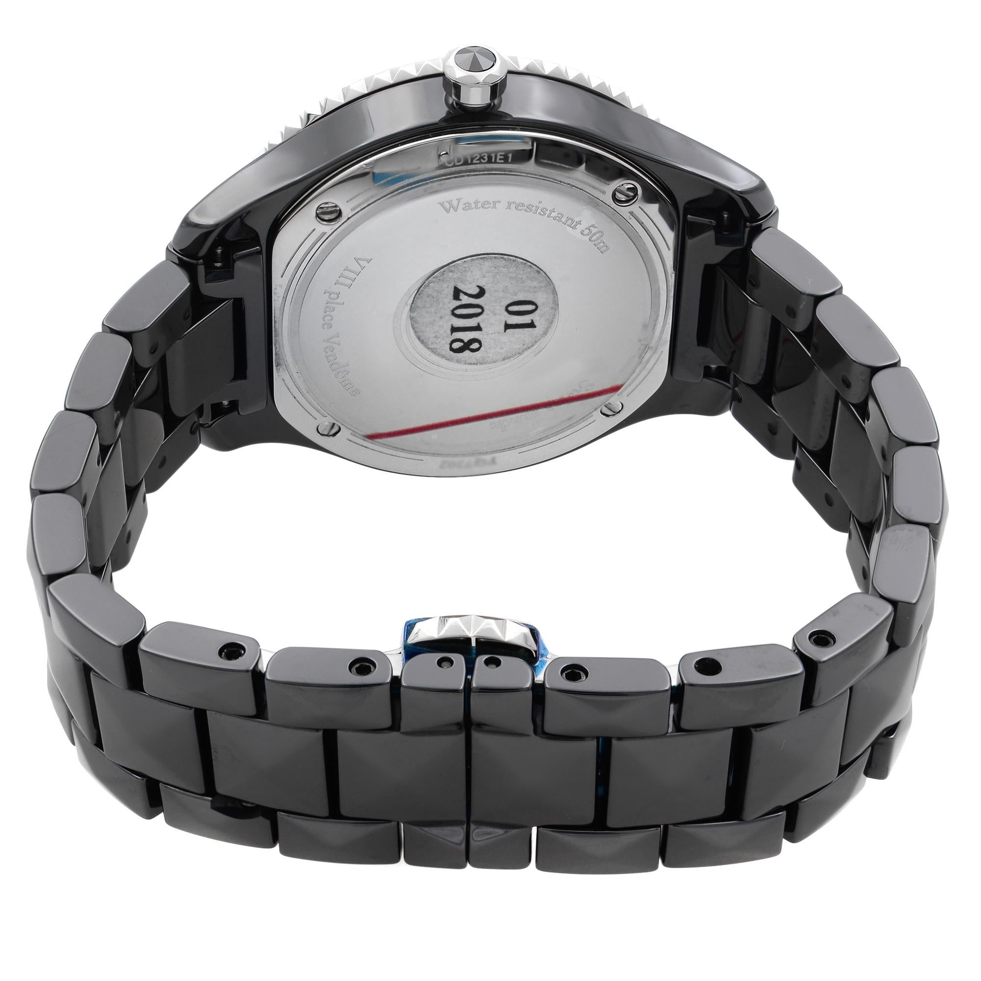 Women's Christian Dior VIII Black Ceramic Steel Diamond Quartz Watch CD1231E1C001