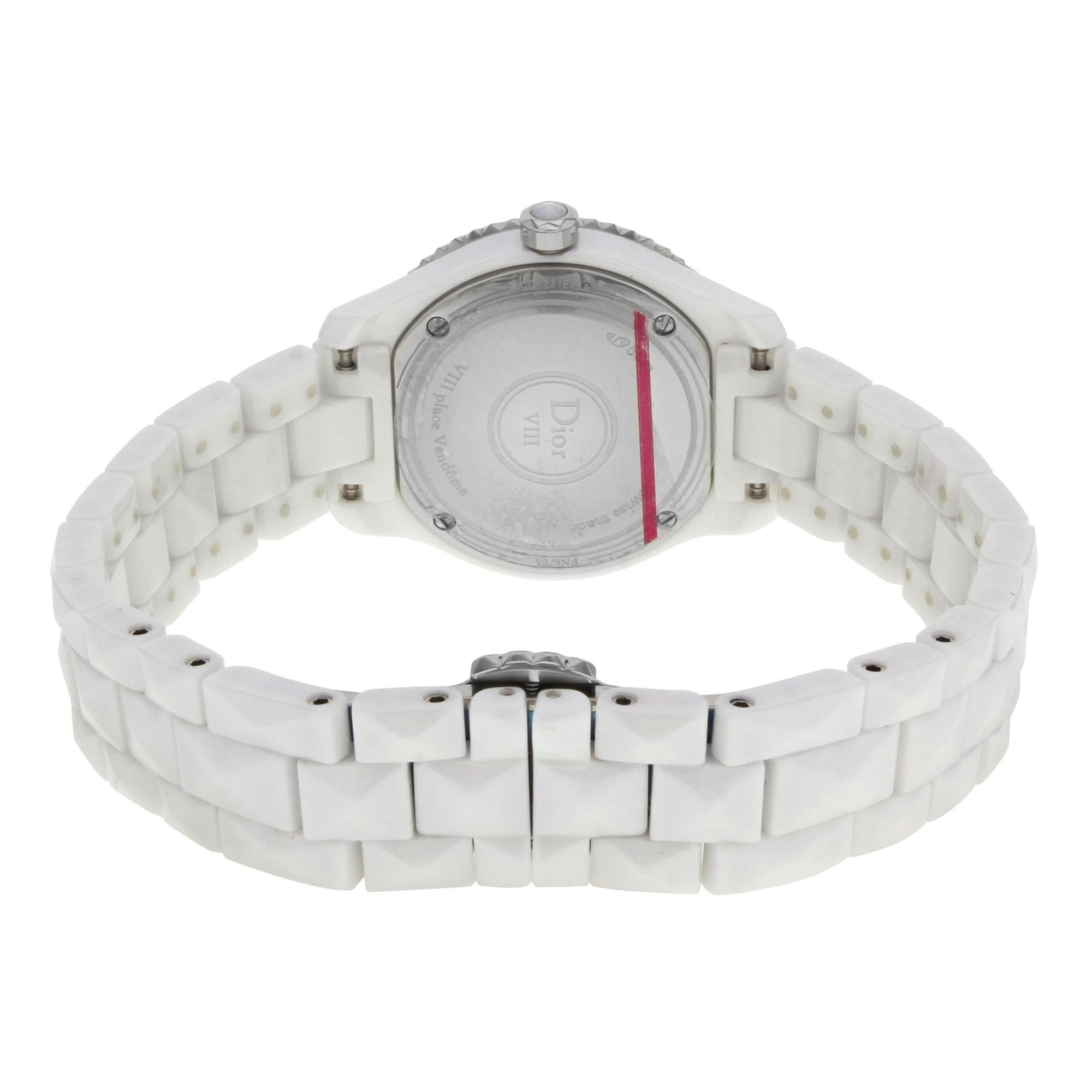 Christian Dior VIII CD1221E4C001 MOP Hi Tech Ceramic Diamond Quartz Ladies Watch 1