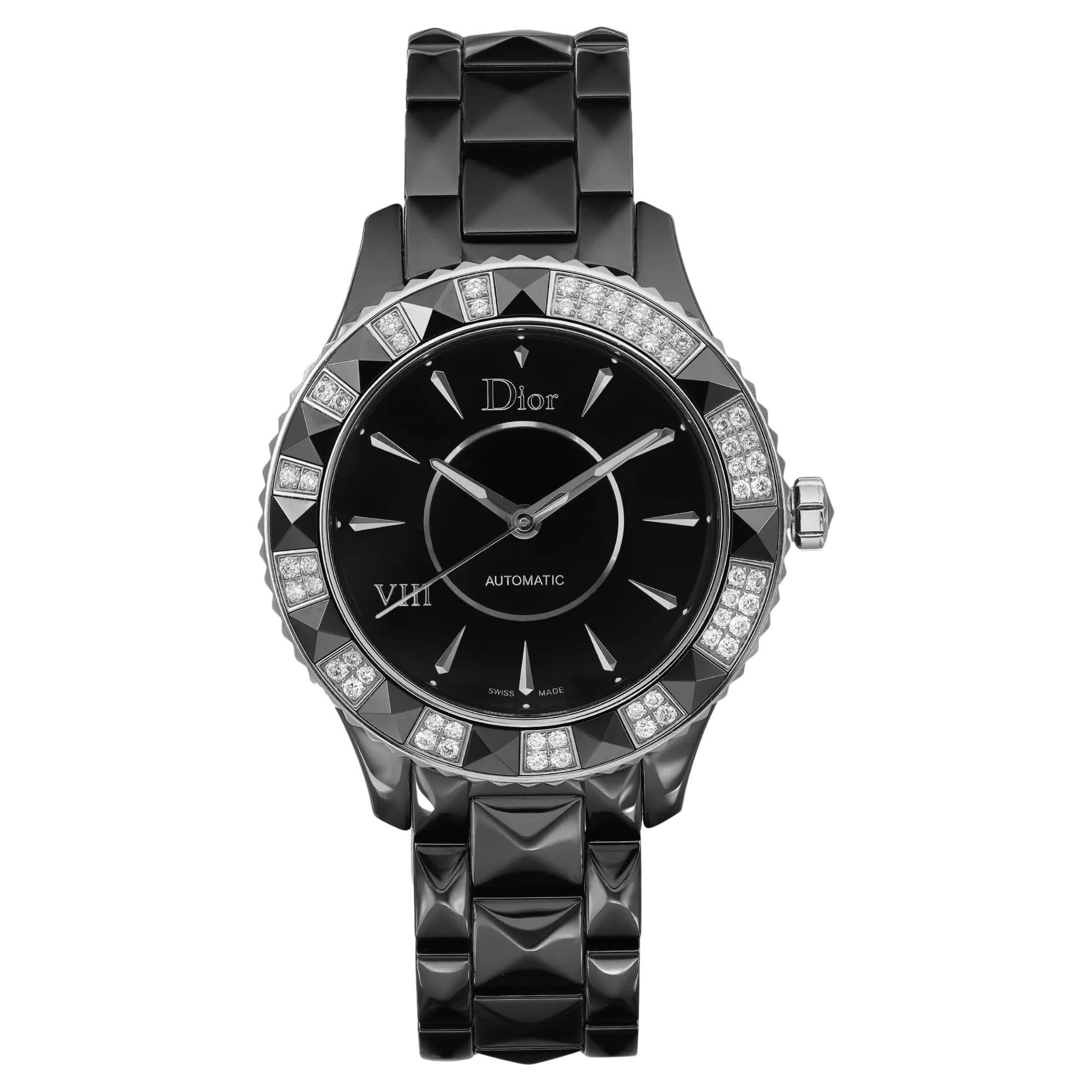 Christian Dior VIII Ceramic Diamond Bezel Automatic Ladies Watch CD1245E0C001 For Sale