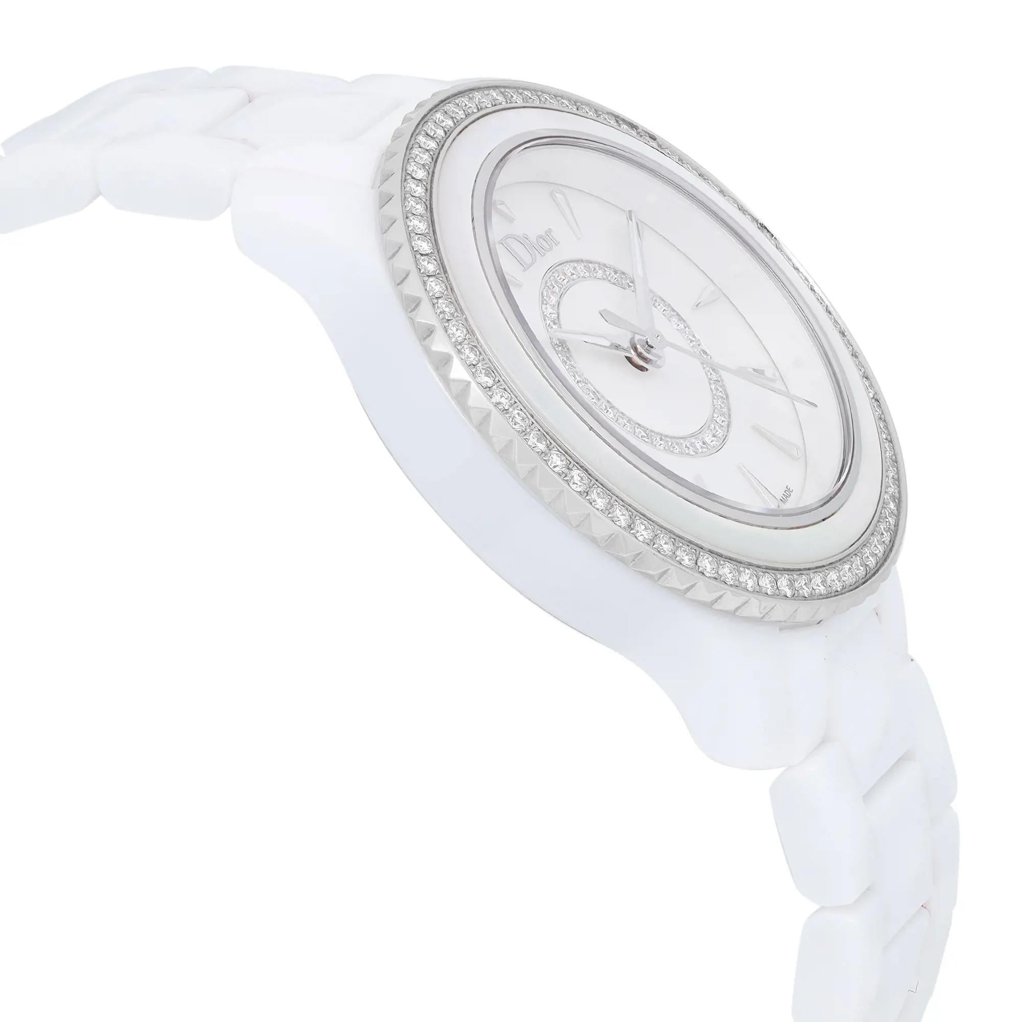 Christian Dior VIII Keramik-Diamant-Lünette MOP Zifferblatt Damenuhr CD1231E4C001 im Angebot 1