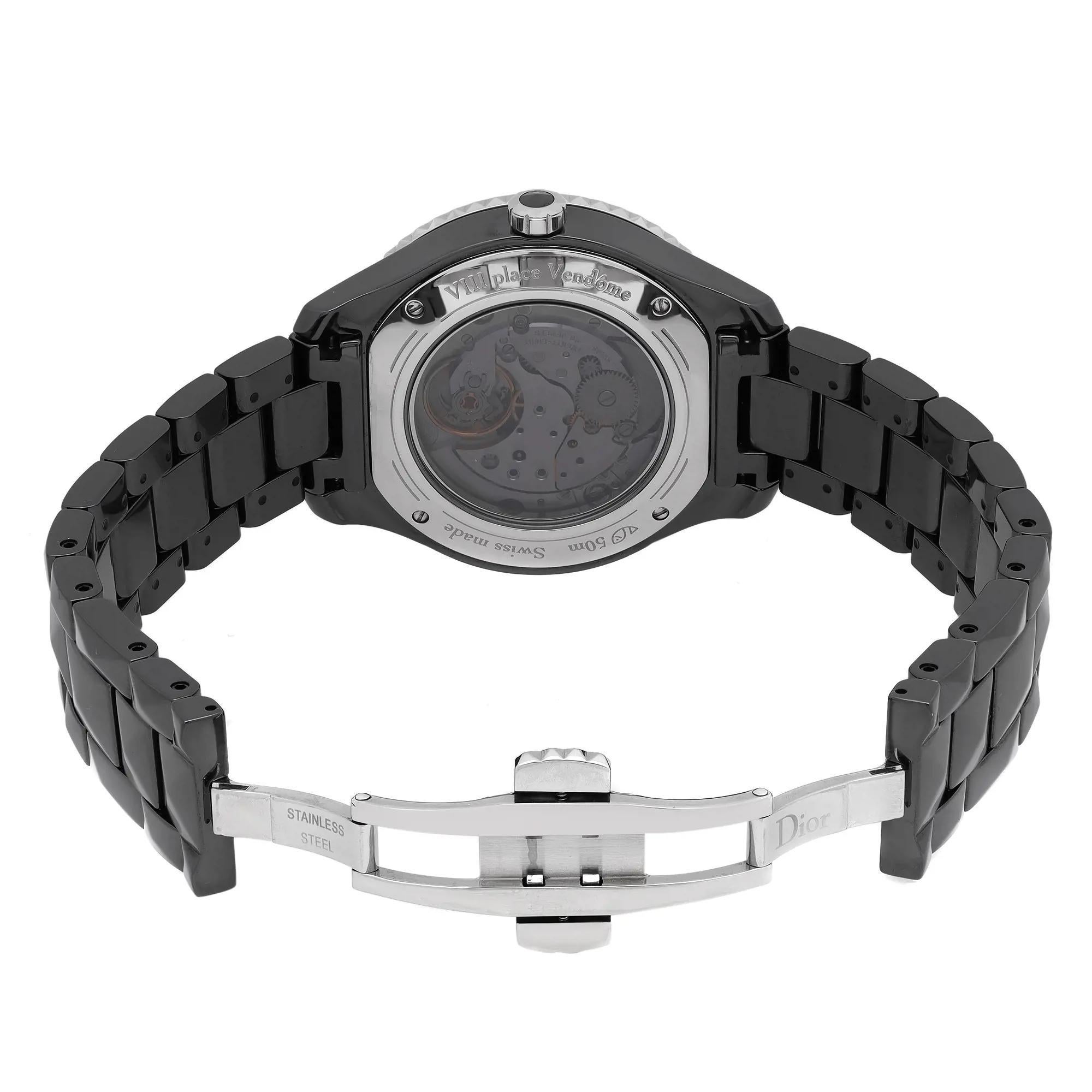 Christian Dior VIII Grand Bal Ceramic Diamond Black Dial Watch CD124BE3C001 In Excellent Condition In New York, NY