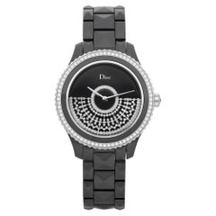 Antique Christian Dior VIII Grand Bal Ceramic Diamond Black Dial Watch CD124BE3C001