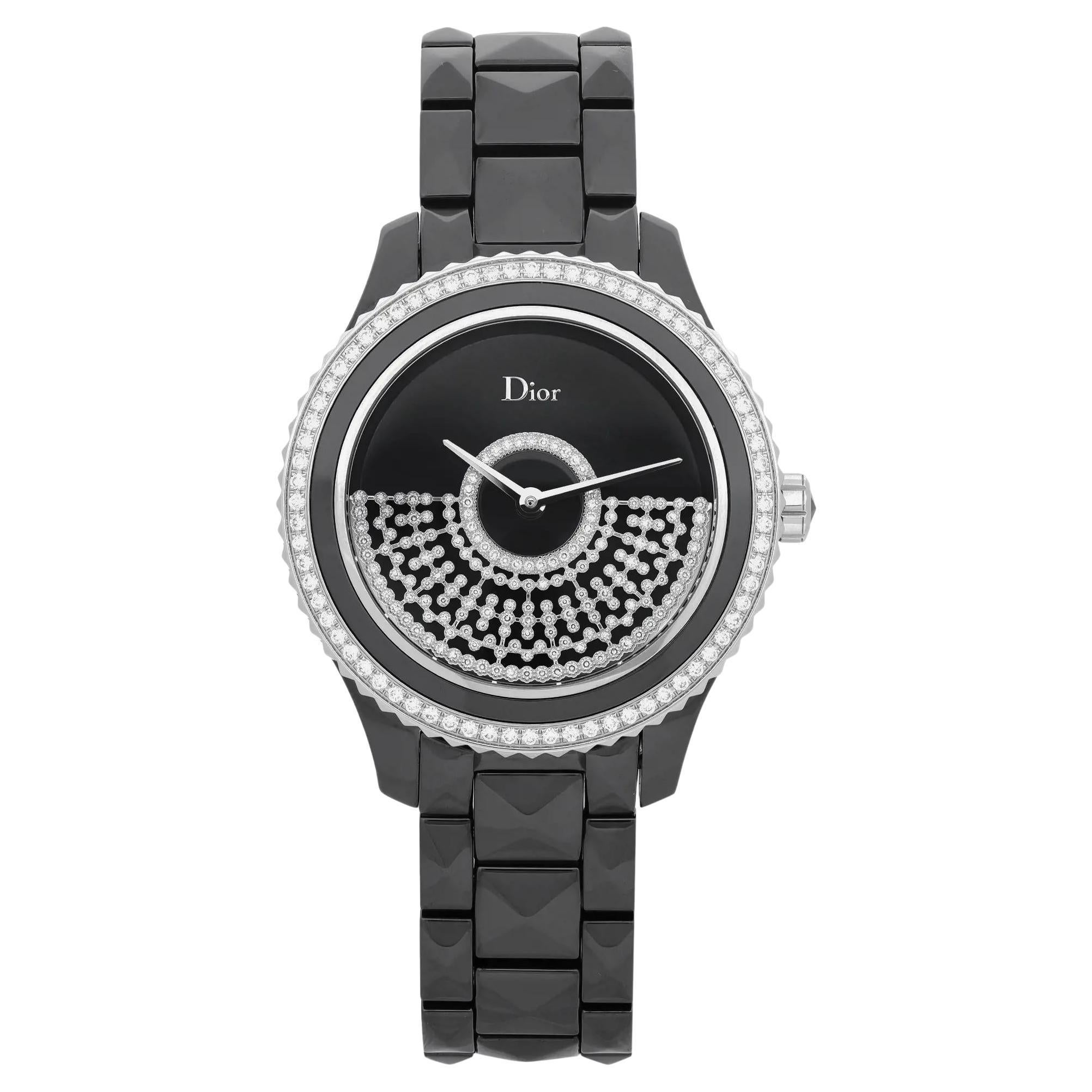 Christian Dior VIII Grand Bal Keramik-Diamant-Schwarze Zifferblattuhr CD124BE3C001