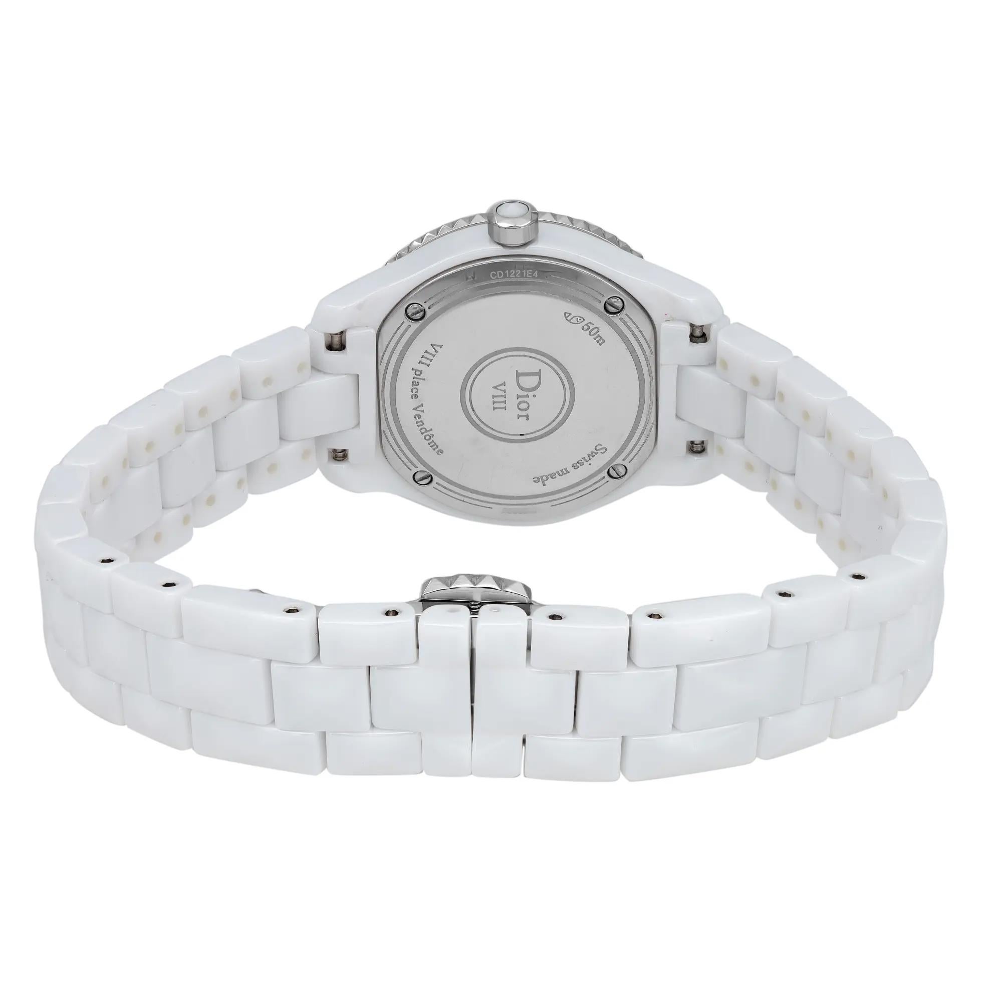 Christian Dior VIII Hi Tech Ceramic MOP Dial Quartz Ladies Watch CD1221E4C001 In Good Condition For Sale In New York, NY