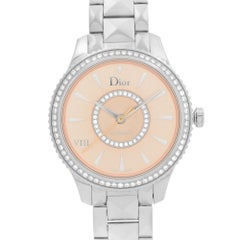 Christian Dior VIII Montaigne Steel Diamond Pink Dial Ladies Watch CD152510M002