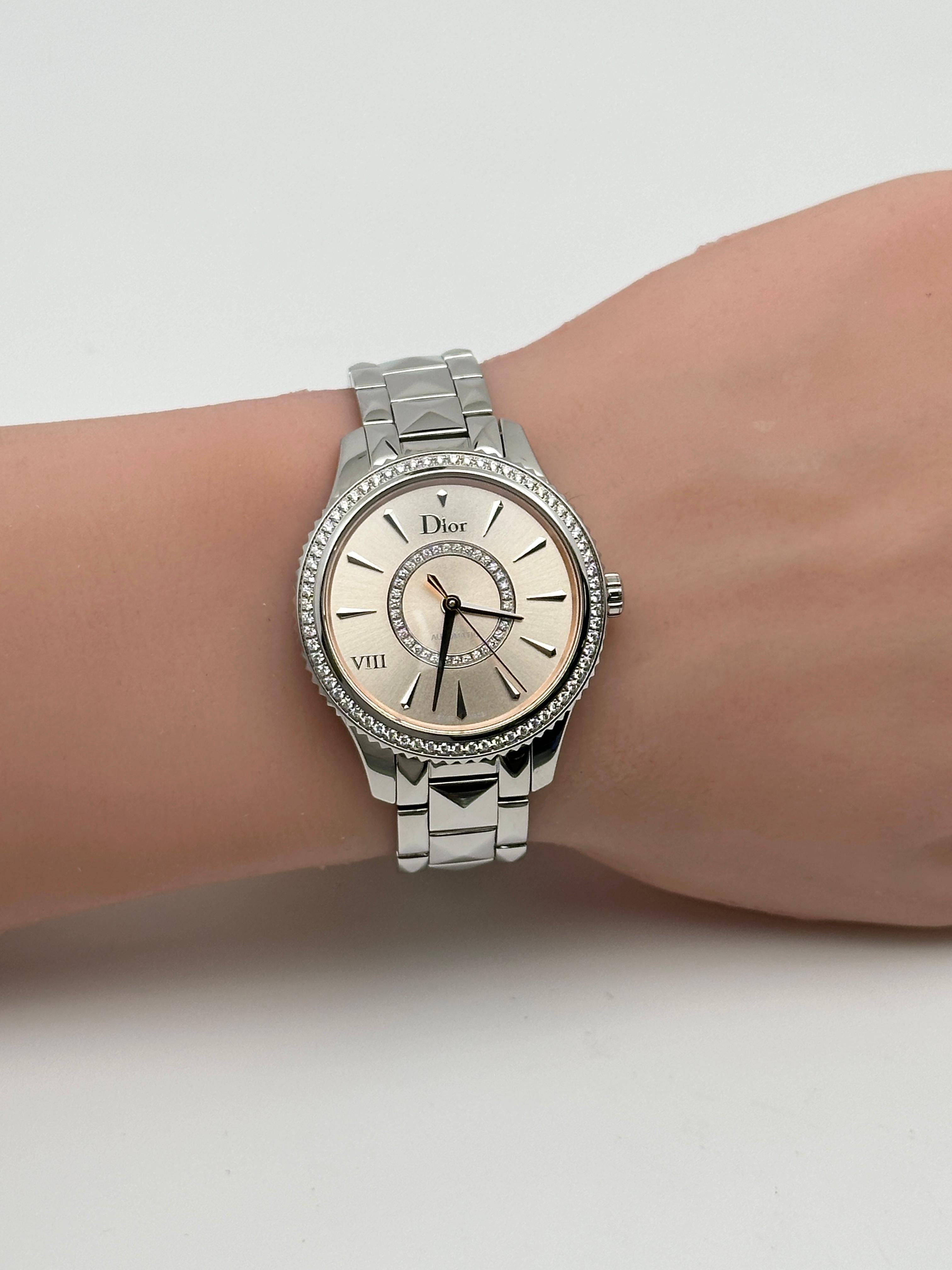 Christian Dior VIII Montaigne Acero Diamante Esfera Rosa Reloj Señora CD152510M002 en venta 3