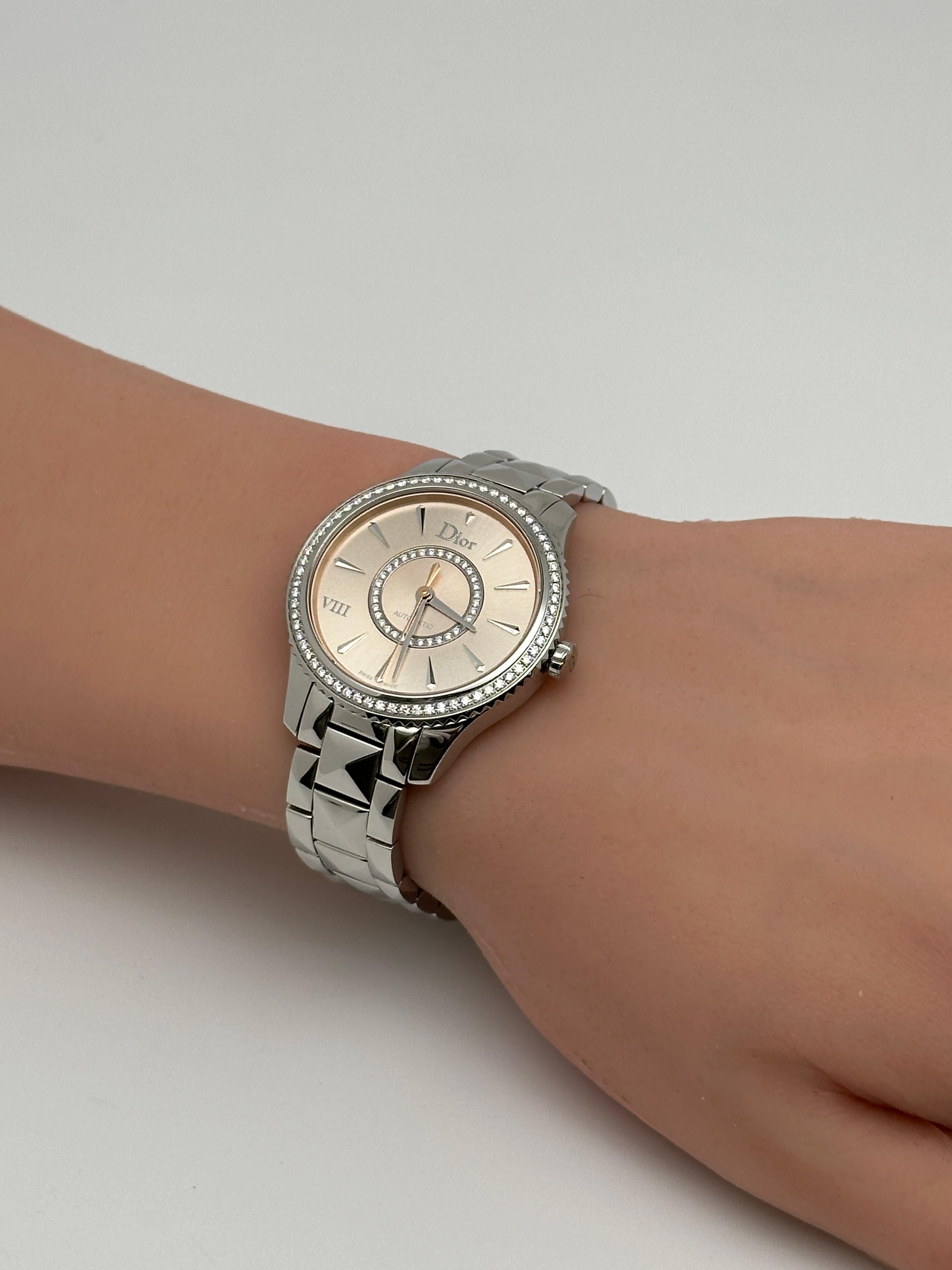 Christian Dior VIII Montaigne Acero Diamante Esfera Rosa Reloj Señora CD152510M002 en venta 4