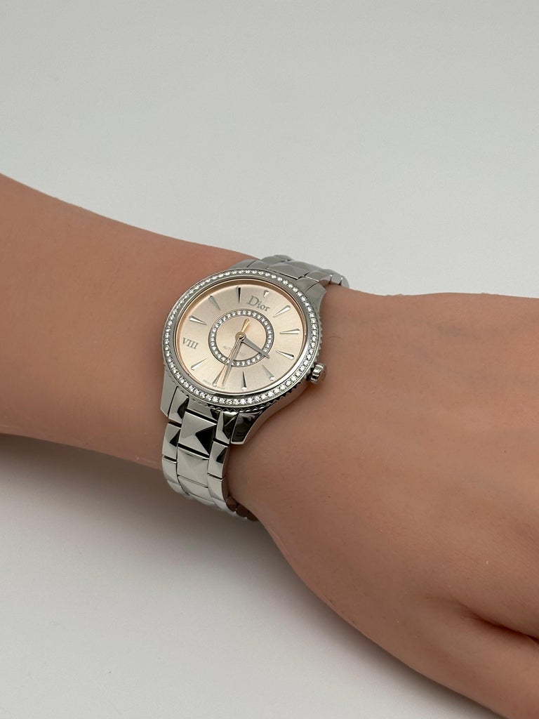 Christian Dior VIII Montaigne Steel Diamond Pink Dial Ladies  display picture 1