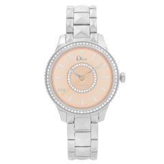 Christian Dior VIII Montaigne Steel Diamond Pink Dial Ladies Watch CD152510M002