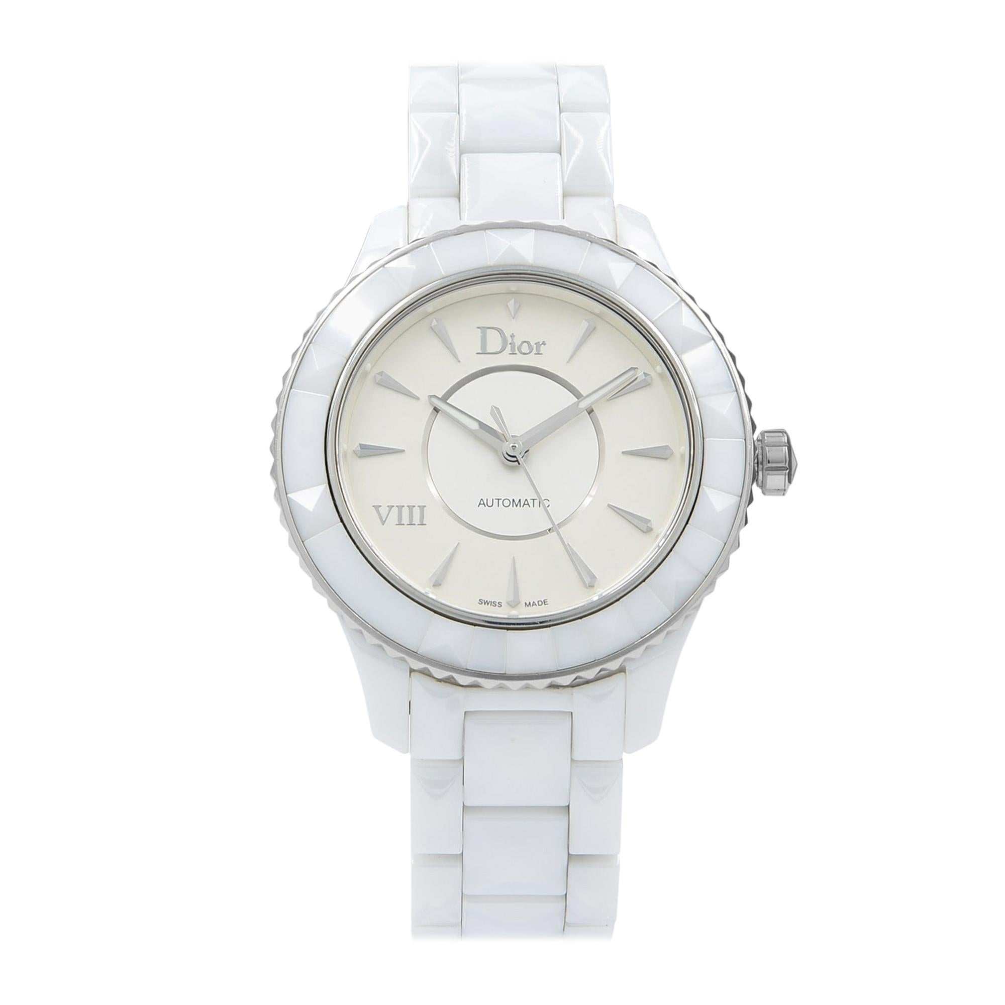 Christian Dior VIII Steel White Ceramic Automatic Ladies Watch CD1245E3C001
