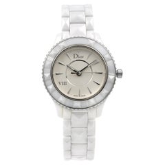 Christian Dior VIII White Ceramic Silver Dial Quartz Ladies Watch CD1231E2C001