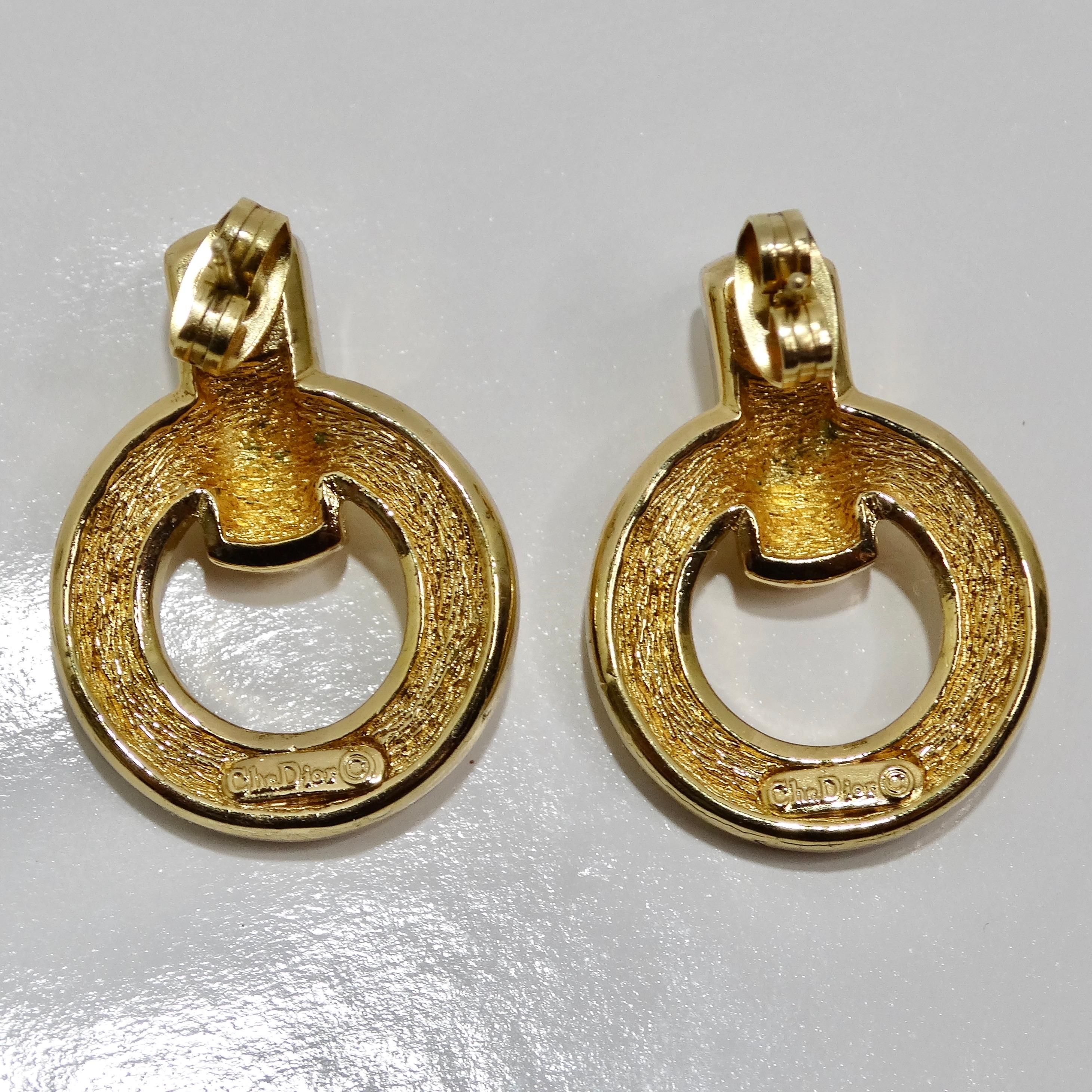 Women's or Men's Christian Dior Vintage 18K Gold Plated Rhinestone Earrings For Sale