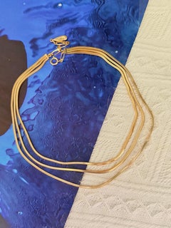 Christian Dior Vintage 1958 GROSSE Gold Layers Strands Snake Choker Necklace