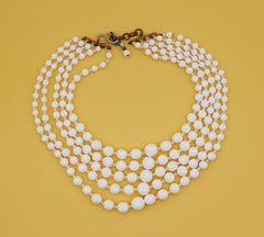 CHRISTIAN DIOR Vintage 1958 Multi‑Strand White Bead Necklace