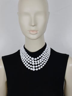 CHRISTIAN DIOR Vintage 1958 Multi‑Strand White Bead Necklace