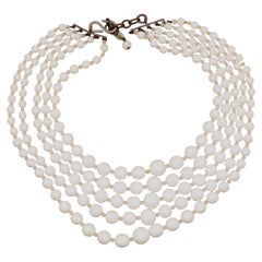 CHRISTIAN DIOR Vintage 1958 Multi‑Strand White Bead Necklace