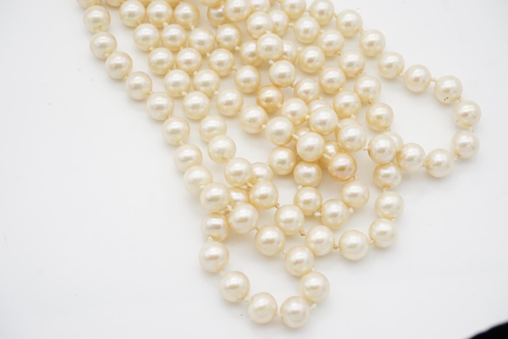 Christian Dior Vintage 1960s 4 Strands White Pearls Triangle Crystals Necklace For Sale 8
