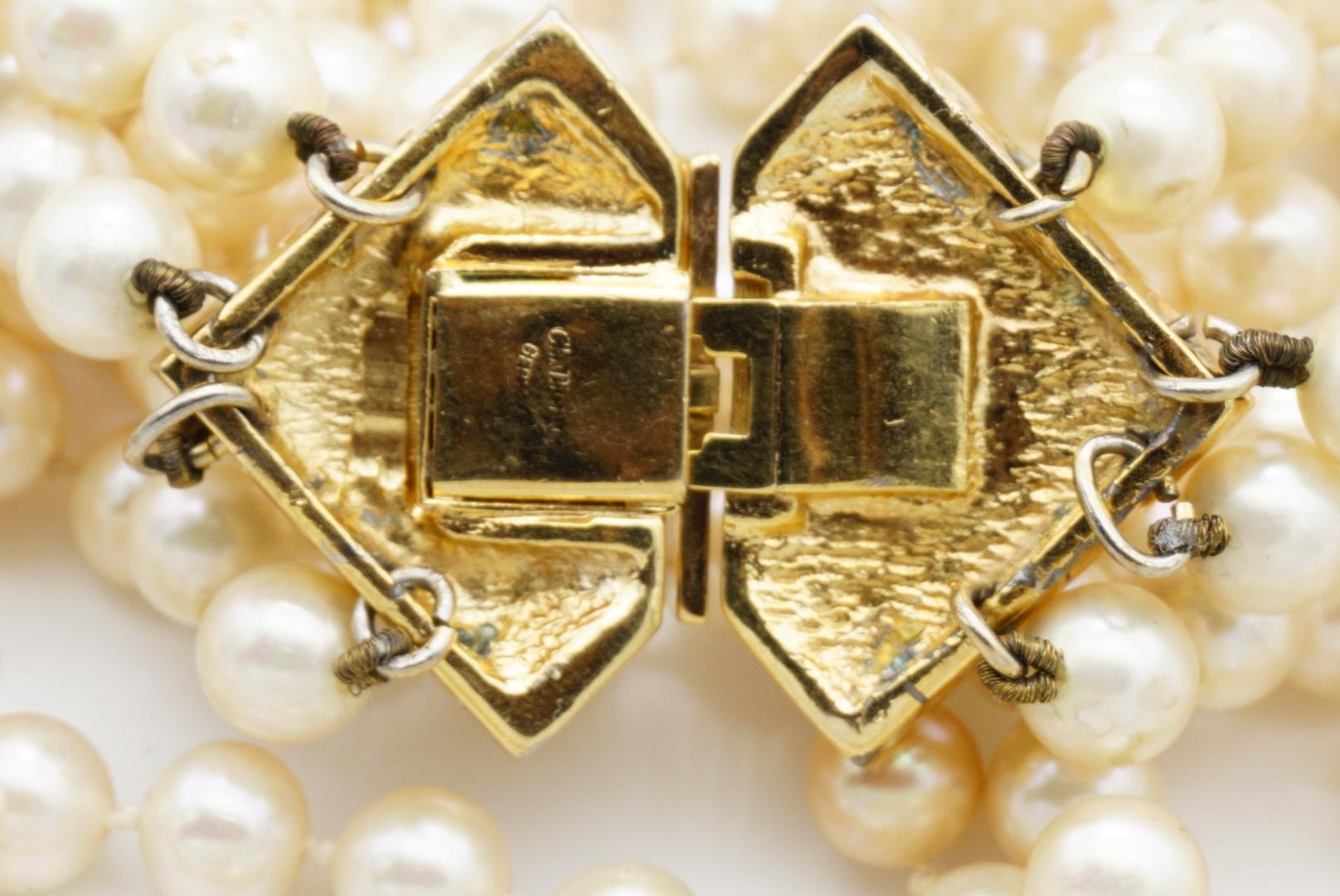 Christian Dior Vintage 1960s 4 Strands White Pearls Triangle Crystals Necklace For Sale 9