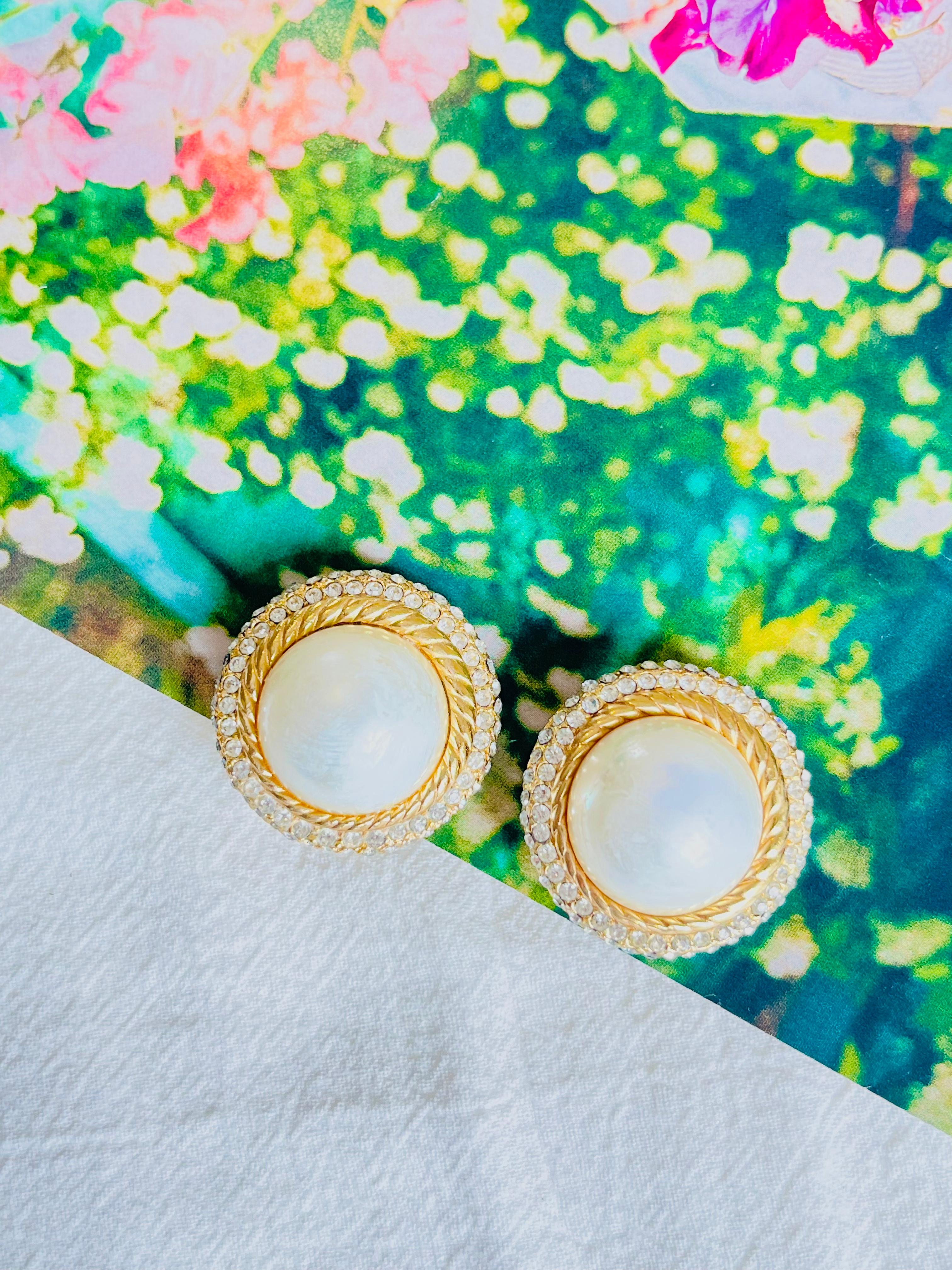 christian dior vintage pearl earrings