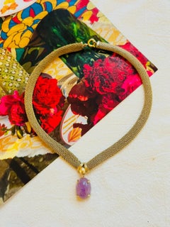 Collar vintage de Christian Dior de 1961, modelo «GROSSE», con malla de perlas ovaladas en tonos dorado, morado y amatista
