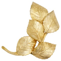 Christian Dior Vintage 1961 GROSSE Iconic Gold Large Five Swirl Wavy Leaf Brooch