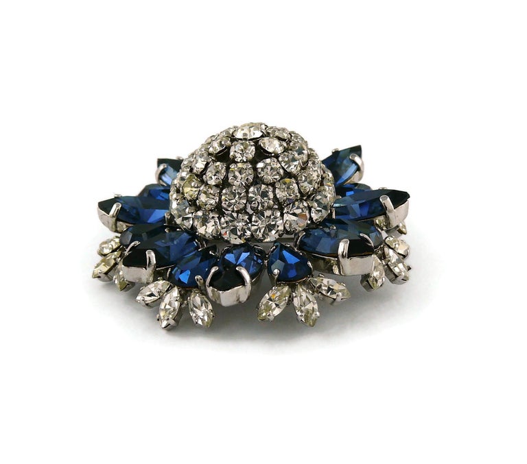 Christian Dior Vintage 1963 Bejewelled Floral Brooch at 1stDibs
