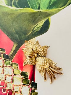 Christian Dior Vintage 1963 GROSSE Gold Curled Blossom Pinecone Statement Brooch