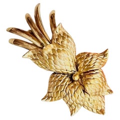 Christian Dior Vintage 1963 GROSSE Gold Curled Blossom Pinecone Statement Brooch
