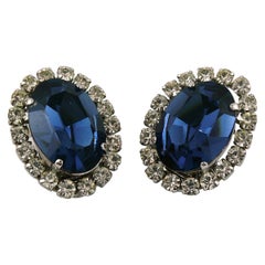 Christian Dior Vintage 1964 Sapphire Crystal Clip-On Earrings
