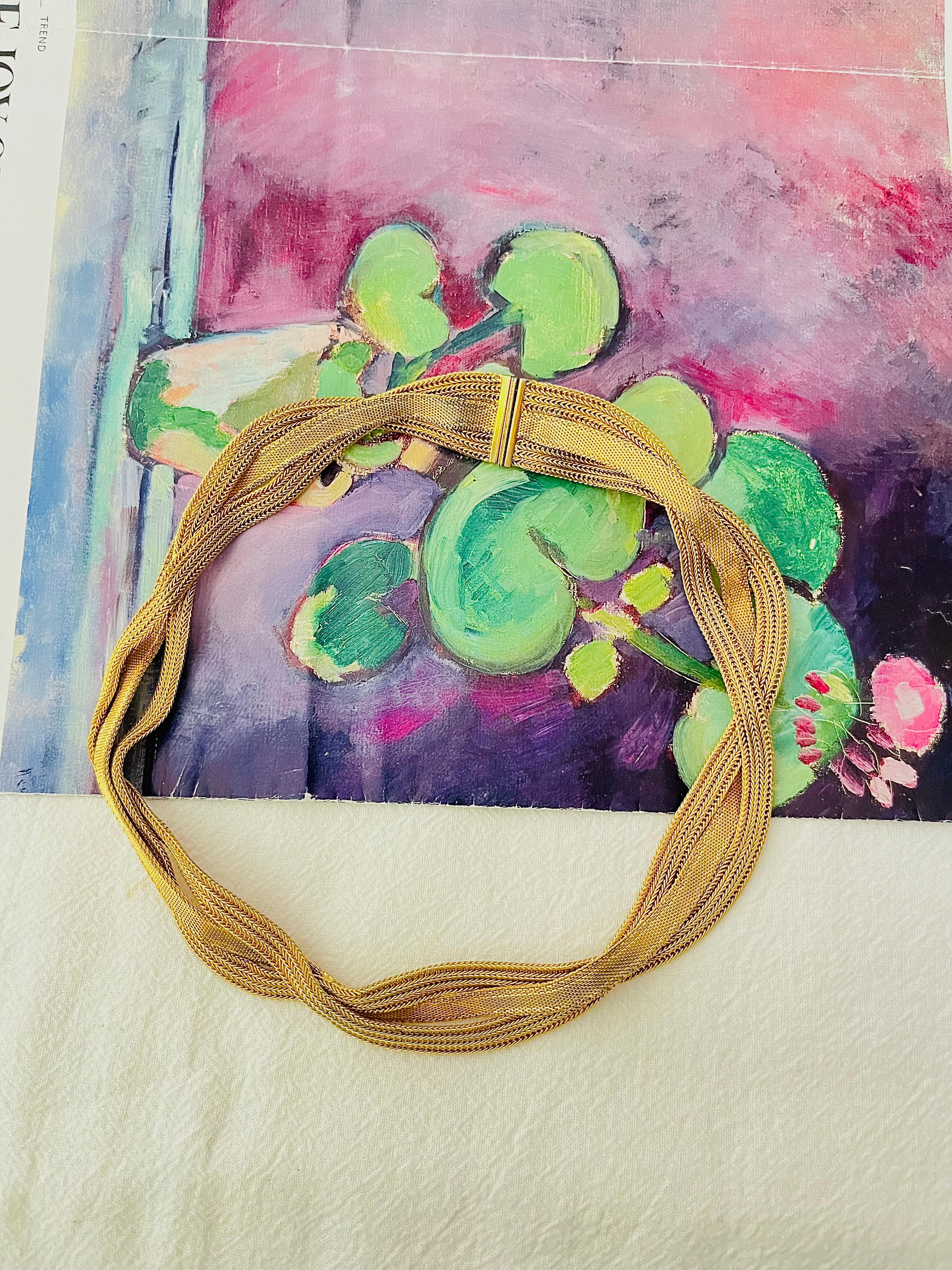 Christian Dior Vintage 1965 Collar de eslabones de cadena entrelazados de malla trenzada Art Decó en venta