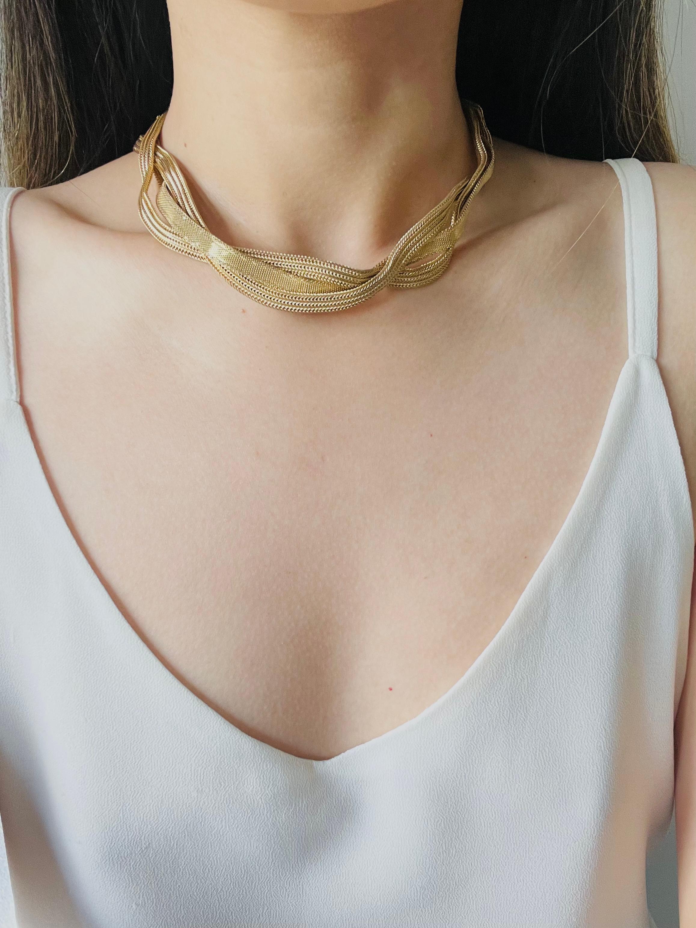 Christian Dior Vintage 1965 Collar de eslabones de cadena entrelazados de malla trenzada en venta 1