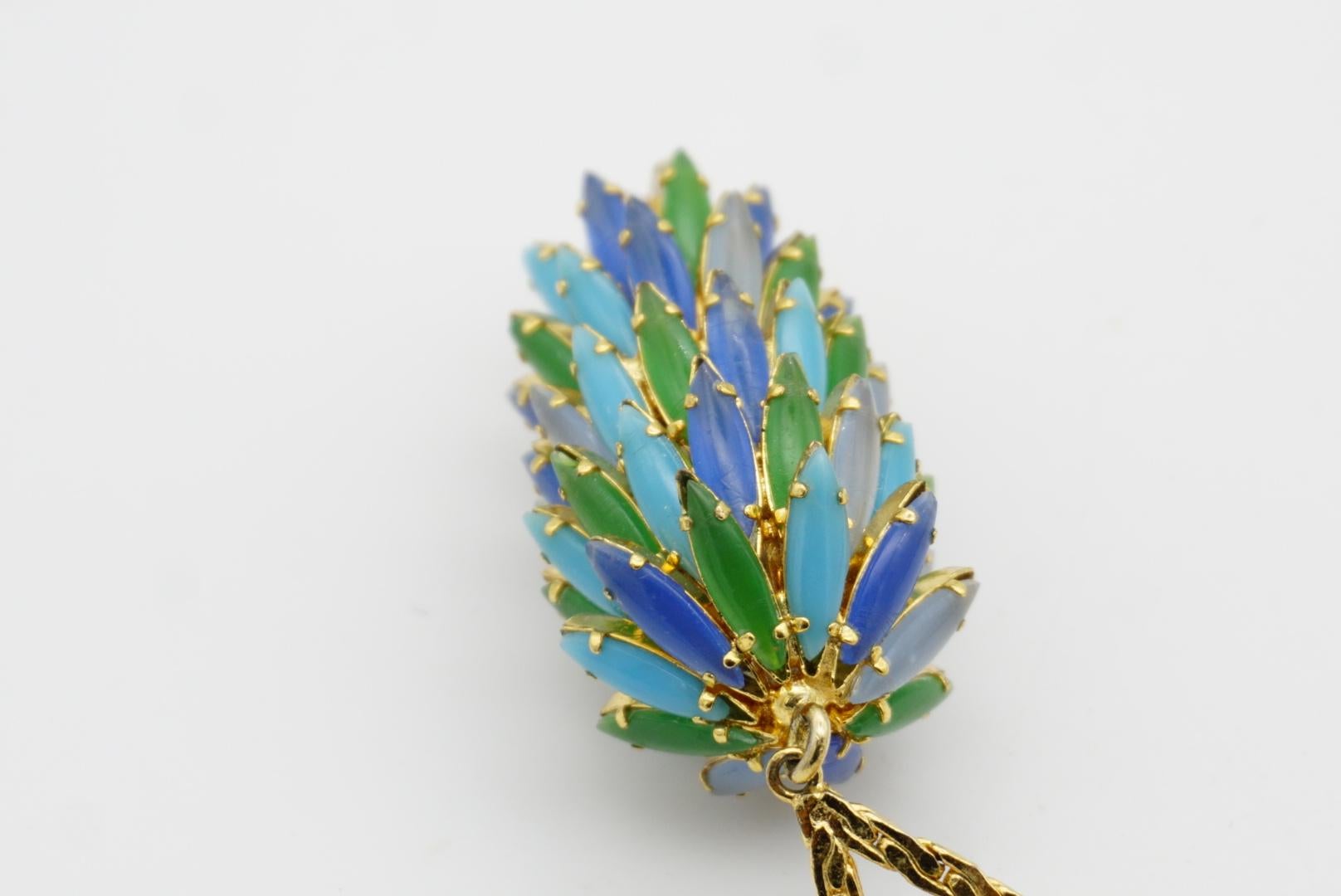 Christian Dior Vintage 1966 Gripoix Emerald Sapphire Pinecone Layers Necklace For Sale 9